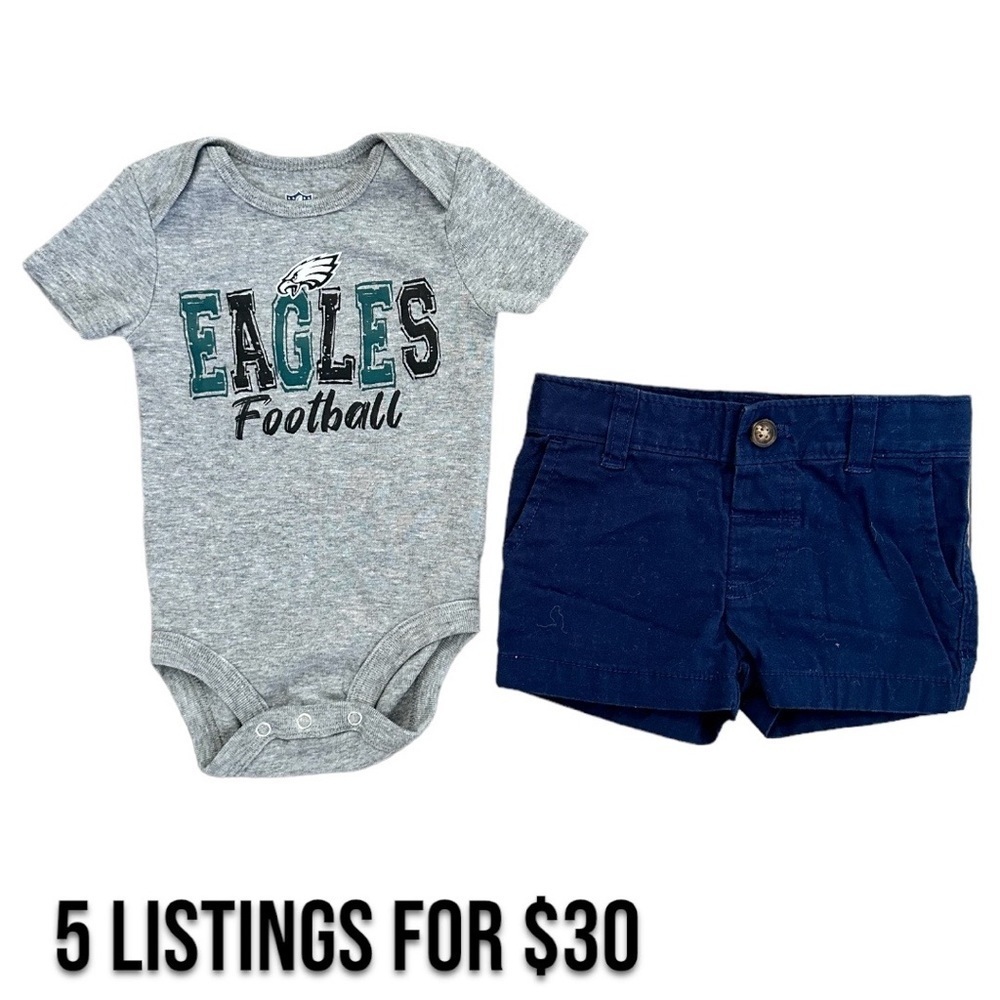 0-3 month nfl eagles baby boy matching outfit